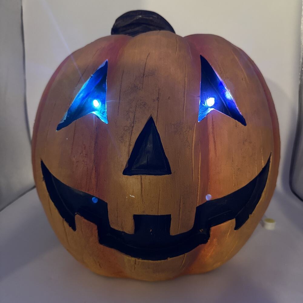 15” Lighted Color Changing Led Eyes Jack-O’-Lantern Old Time Pottery In Orig Box